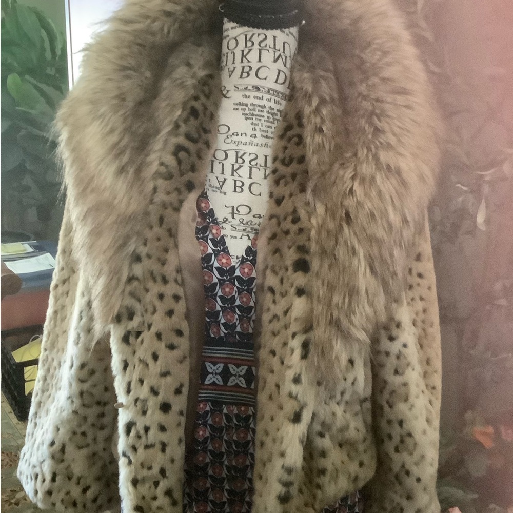INC International Concepts Leopard-Print Tan Faux Fur jacket